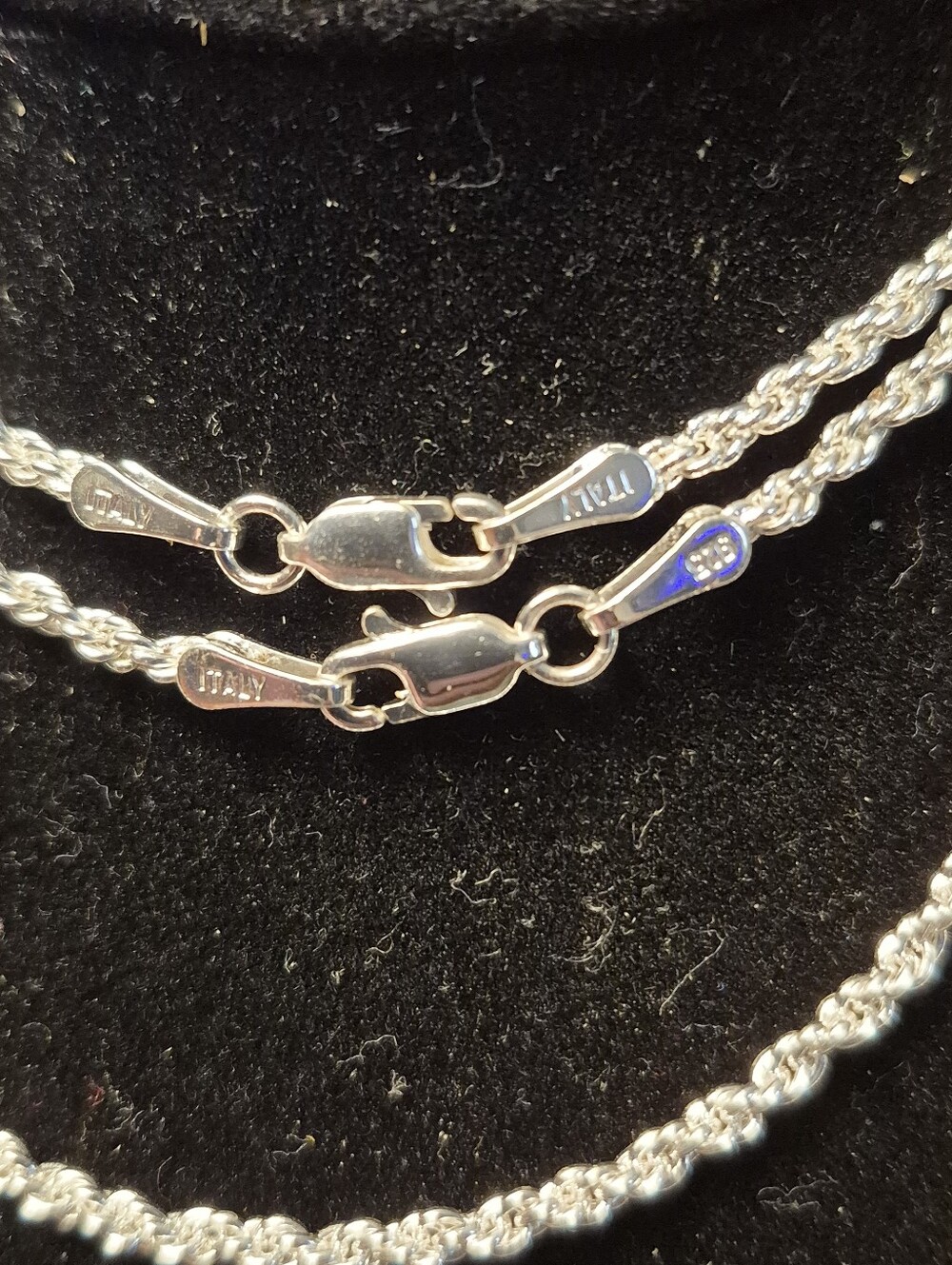 2 SEPERATE NECKLACES They Are Both Made In ITALY 925 Sterling SILVER Rope CHAINS - Picture 3 of 16